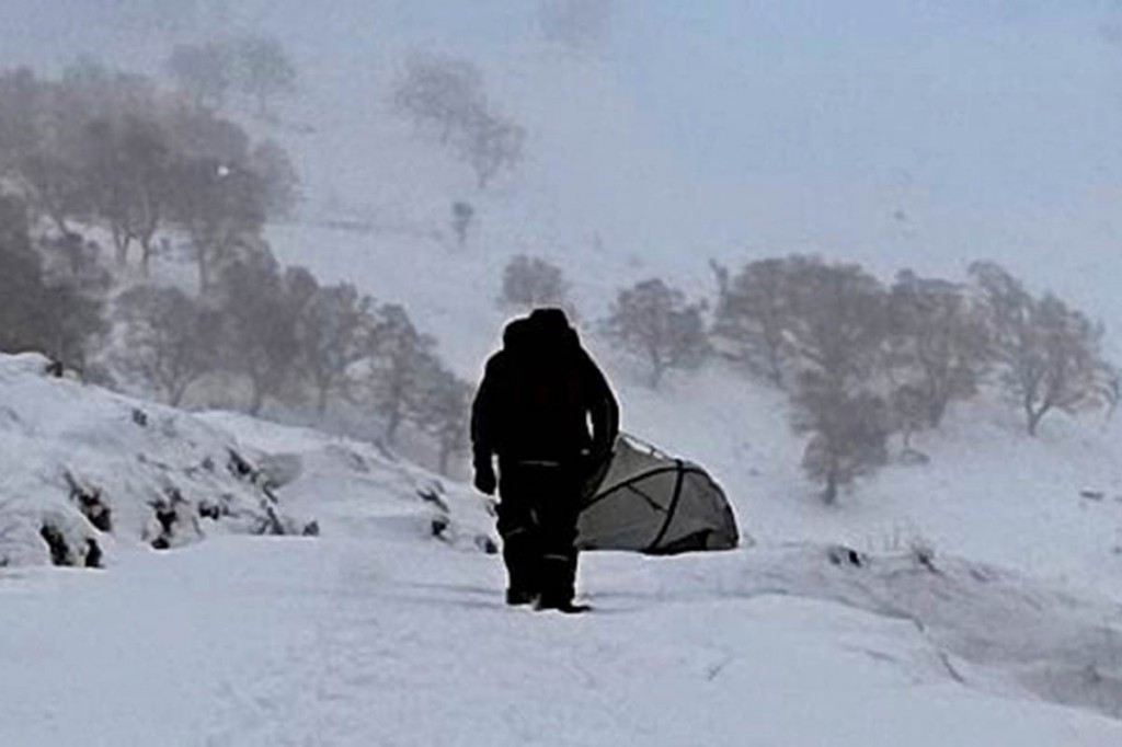 The walker's tent was flattened in high winds. Photo: Dundonnell MRT