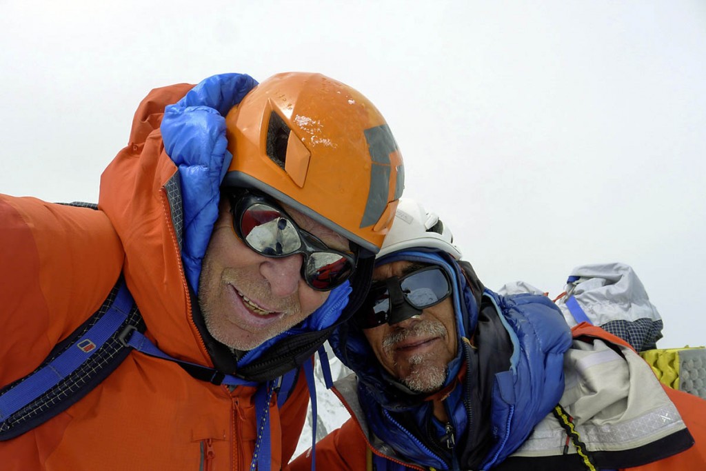 Mick Fowler and Vic Saunders on the summit of Yawash Sar. Photo: Fowler and Saunders